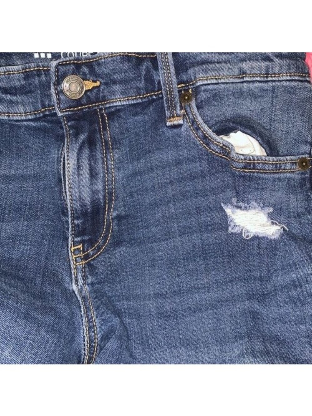 Gap Girlfriend Jeans Womens 8R Distressed Mid-Rise Dark Wash Denim Casual Pants - Picture 5 of 12